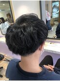 ツーブロック刈り上げマッシュマッシュパーマツイスパパーマ黒髪