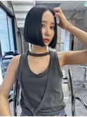 韓国ヘアーハッシュカットレイヤーカットグレージュくびれボブ