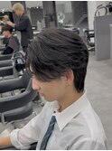 毛流れリバースパーマニュアンスセンターパートメンズパーマ