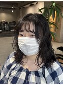 アプリコットオレンジ/くびれヘア/ウェーブショート［新潟］