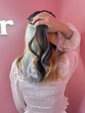 ダズリングディア(Dazzling Deer) ブルー/オレンジ/ロング/レイヤーカット/デザインカラー