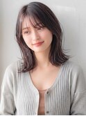 透明感髪質改善カラーグレージュレイヤーミディ外ハネ夏カラー
