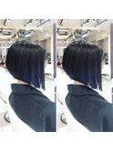 インナーブルーの超前下がりモードショートボブ！＜本橋寛道＞