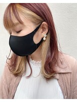 フロート 小阪店(float) インナーカラー_マロンベージュ Aラインボブ かきあげ