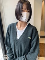 ヘアー アイス ルーチェ(HAIR ICI LUCE) オン眉 切りっぱなしボブ黒髪/西田