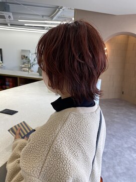 ピシェ ヘア デザイン(Piche hair design) コンパクトウルフ　× レッドカラー