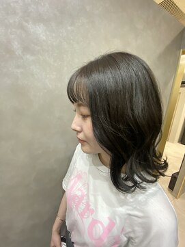 ロウ 町田(ROW) くびれボブ×オリーブベージュ