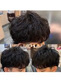 無造作ナチュラルパーマショートマッシュウルフ