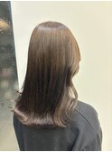 ブラウンベージュ暖色系艶感ハイトーン×エアストレート