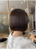 20代30代ミニボブココアブラウン小顔美肌ストレート丸み