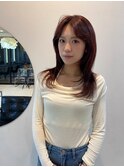 ミディアムレイヤー レッドブラウン レイヤーカット