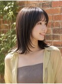 ボブレイヤーボブディ前下がりレイヤーボブ小顔顔周り黒髪肩下