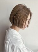 （stylist曽我）ベージュのハイライトボブ