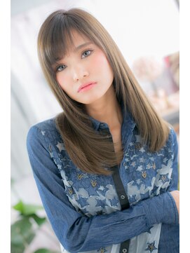 ヘアアンドビューティー ミック(Hair & Beauty miq) 自然体の魅力… オリーブアッシュ斜めバングストレートa