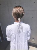 keistyle＊ヌーディカラー×ローポニー ボブヘアアレンジ