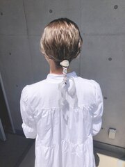 keistyle＊ヌーディカラー×ローポニー ボブヘアアレンジ