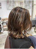 シルクハイライト/くびれミディ/20代/30代/グレージュカラー