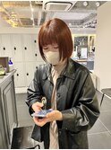 CAF FUKO/オレンジブラウン/暖色系/オン眉ボブ/大阪/心斎橋