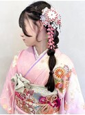 水引 金箔 成人式ヘア 卒業式ヘア 袴ヘア 振袖ヘア/shima