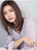 透け感春夏ラベンダーくすみカラーセンターパートレイヤー