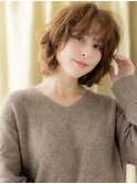 細めハイライトくせ毛風抜け感ウェーブミディアムY戸頭30代40代