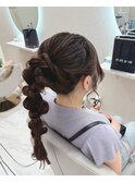 編みおろしポニー/心斎橋ヘアセット
