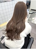 渋谷ブリーチなしダブルカラーヘーゼルベージュカラー韓国ヘア