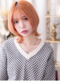 アプリコットオレンジ小顔ハイレイヤーウルフc7志木10代20代30代