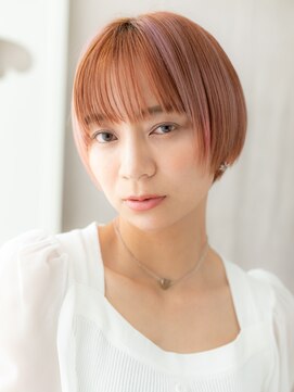 カバーヘア イヴ 戸頭店(COVER HAIR EVE) 小顔ショート/マッシュショート/ピンクオレンジ/ハイトーンe