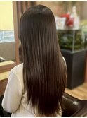 天使の羽バングトリートメントストレート艶カラー長めバング