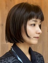 トップヘアーヒルズ 安城(TOP HAIR HILLS)&nbsp;安城オン眉切りっぱなしミニボブアッシュブラウン30代40代50代