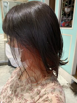 ミエルヘアーエスト 新宿店(mielhair est) インナーカラー×アプリコットオレンジ
