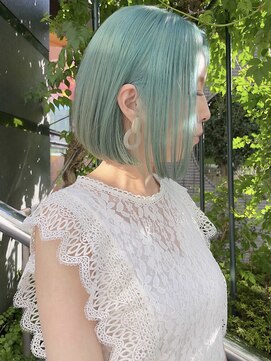 シンティアバイアルティナ 渋谷店(Cyntia by artina) クールショートボブ×ペールグリーン×ミントグリーン