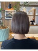 小顔似合わせ切りっぱなしボブベージュカラー