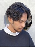 原宿ツイストスパイラルパーマメンズカットマッシュウルフ緩め