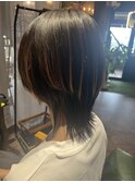 ウルフカット　縮毛矯正