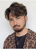 センターパート フェザーパーマ