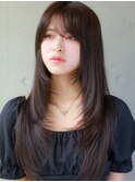 ロングレイヤー×暗髪艶カラー/ダークブラウン