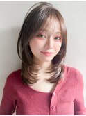 シースルーバング薄めバングレイヤーカットエアリーカール