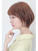 丸みショートボブ×艶ベージュ
