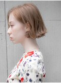 シルクベージュ 切りっぱなし ミニボブ