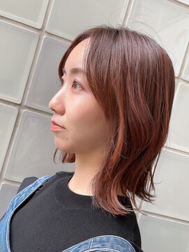 アルボーテルジェ(Art BeAute' ROUGET) 鎖骨ミディアムボブ暖色系カラーピンク20代30代40代50代60代