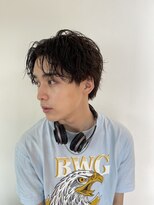 センターパート波巻きスパイラルパーマかきあげ無造作STYLE
