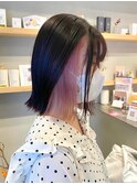 ブリーチインナーカラーピンクカラー前髪カットトリートメント