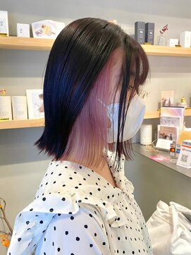 ホーム(HOME) ブリーチインナーカラーピンクカラー前髪カットトリートメント