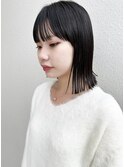 【morio札幌】札幌ボブ 大人かわいい黒髪ぱつっと外ハネボブ