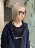 ホワイトベージュ×姫カット