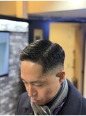 七三分け サイドパート スキンフェード ビジネスヘア 田町