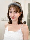 くびれヘアアプリコットオレンジ夏ヘアハイライトカラー韓国ヘア
