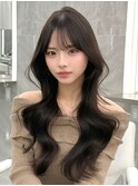 レイヤーカット　くびれ巻き　グレージュ　流し前髪『桔川恒』